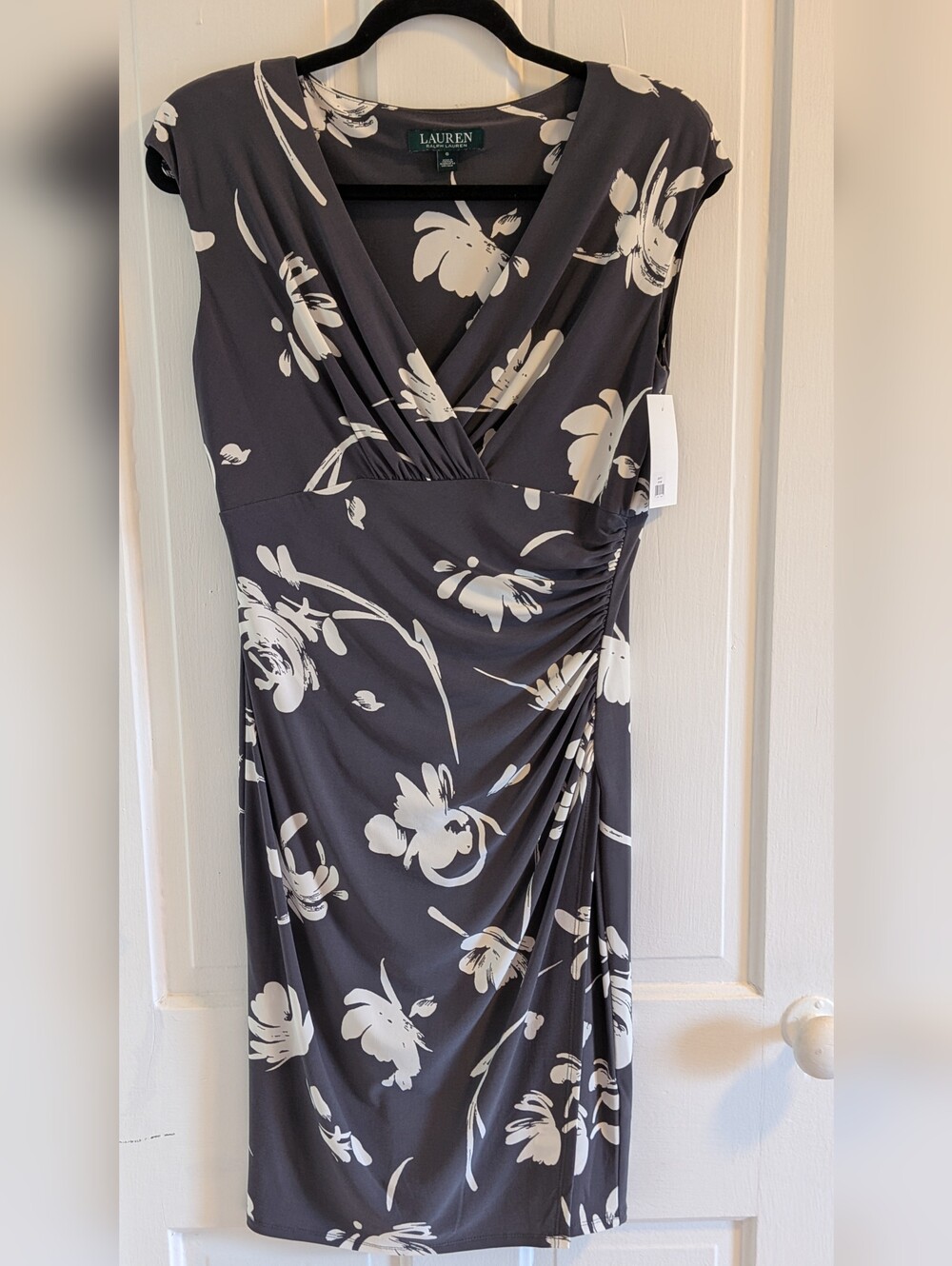 Women's Lauren Ralph Lauren Grey and White Floral Wrap Dress